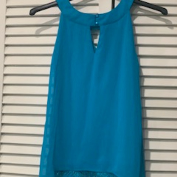 Summery Sleeveless Blouse, AB STUDIO, Size Small, Turquoise - Picture 3 of 5